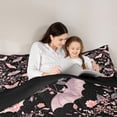 thumbnail image 5 of Homewish Halloween Pink Bat 7-Piece Twin Bedding,Floral Vine Print Bedding Comforter Set,Black Blush,Black Reversible, 5 of 8