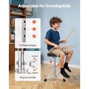 VEVOR Kids Drum Set,5-Piece 16 in Junior Drum Sets, Beginner Drums Set with Adjustable Throne, Cymbal & Two Pairs of Drumsticks, Musical Learning Drums Kit,(Silver)
