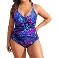 thumbnail image 1 of GDREDA Womens Plus Size Swimsuit Retro Full Coverage Bathing Suit Tummy Control One Piece Vintage Style Swimwear Purple,XXL, 1 of 5