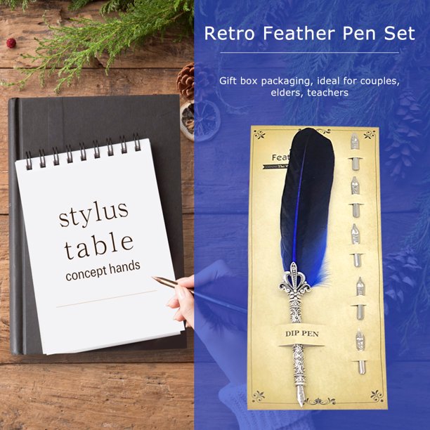 Pluma de pluma de caligrafía + pluma estilográfica de tinta de escritura de 5 puntas (azul) Tmvgtek Original