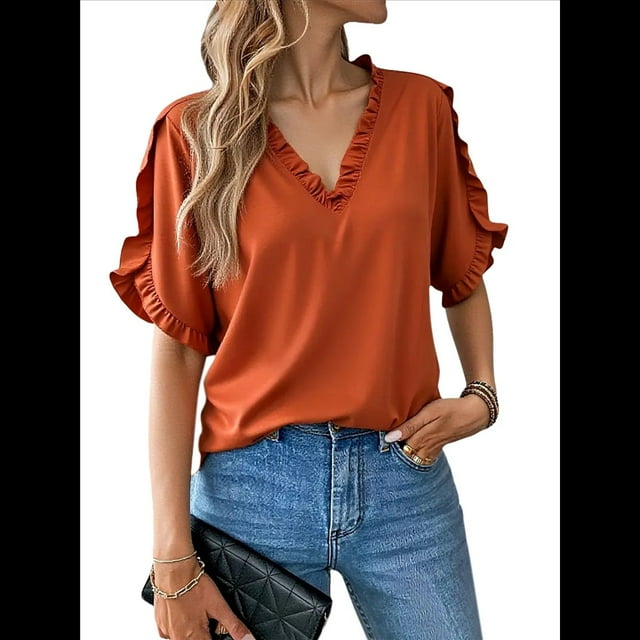 Tops de Verano para Mujer Naranja XL
