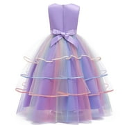 Girls' Unicorn Costume Princess Long Maxi Dress for Birthday Party, Child 3t