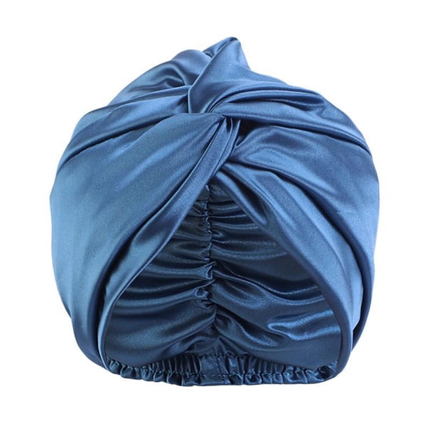Qarigey Gorro cómodo de seda para dormir con gorro para dormir de ajuste Universal con costuras finas Sombreros Azul