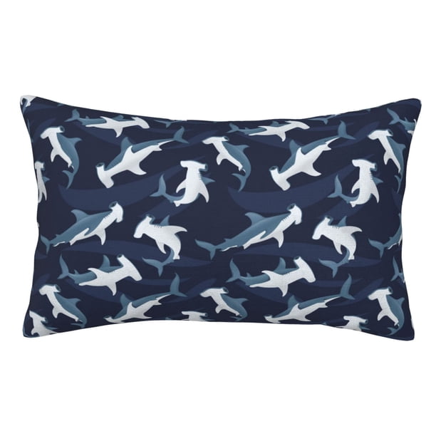 Fotbe Cute Shark Funda de Almohada Decorativa Estilo Occidental, Lujo en Algodón, Fundas para Almohadas King, Cojín Estampado para Decoración del Hogar-20"x30"