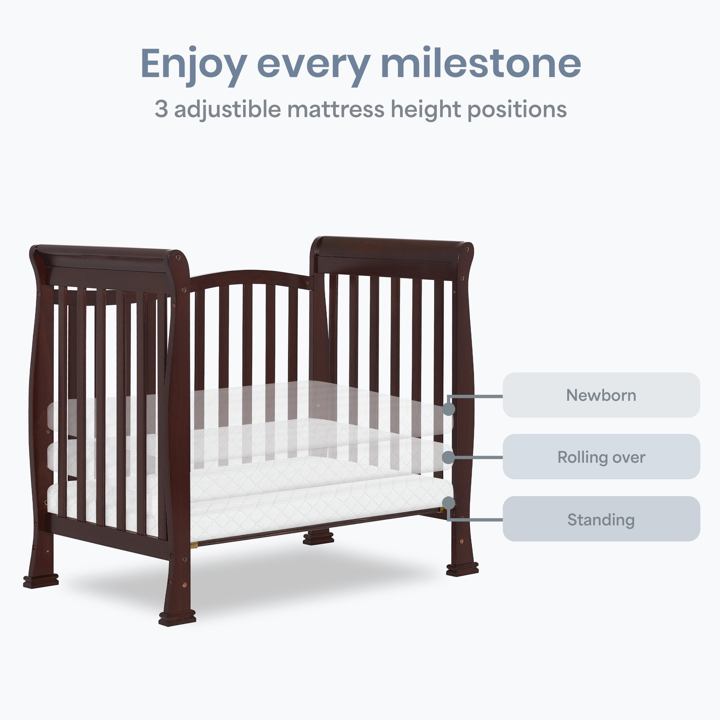 Dream On Me Piper 4-in-1 Convertible Mini Crib Espresso