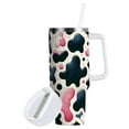 thumbnail image 2 of JSTEL Pink & Black Cow Prints 40 oz Tumbler Stainless Steel Water Bottle Vacuum Insulated Cup with Straw Lid & Handle For Travel Car Cup Holder, 2 of 8
