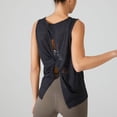 thumbnail image 3 of SWSMCLT Women's Soft Tank Top Running Top Cotton Fall Split Basic Vest Yoga Workout Loose Backless Summer Black Medium, 3 of 4