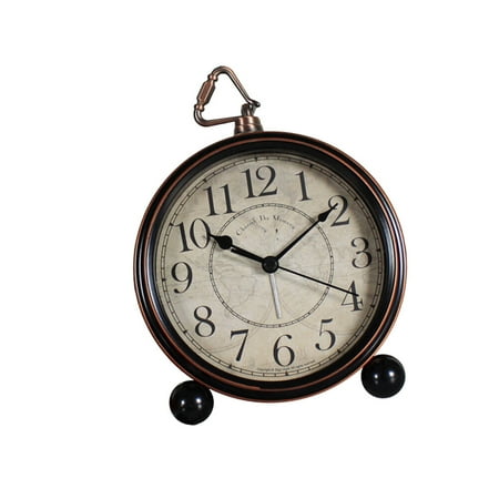 GAXIRE 1Pcs Vintage Travel Alarm Clock Black Metal Desk Clock for Adults Living Room