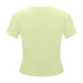 thumbnail image 4 of Women's Cotton Crop Tops Short Sleeve Crewneck Basic Tee Tight Fit Y2K Baby Tee Cute Casual Summer Going Out Tops, 4 of 5