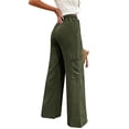 thumbnail image 5 of Nhthy Women's Solid Summer Drawstring Waist Cargo Pants Wide Leg Casual Loose Fit Trousers Green M, 5 of 6