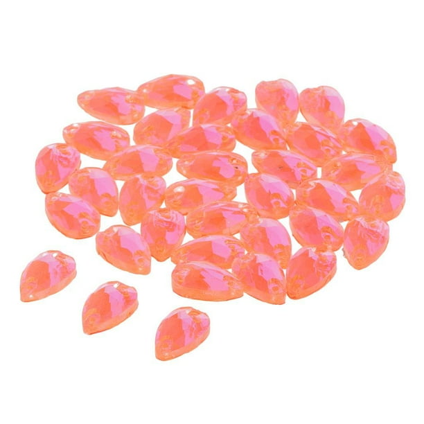 Paquete de 36 cristales de imitación para coser con 2 agujeros y parte trasera plana en forma de gota naranja