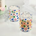 thumbnail image 2 of Yayeee 2 Pack Qtip Holder Bathroom Cotton Swab Canister with Lid Clear Dispenser Set, Blue Retro Triangles, 2 of 6