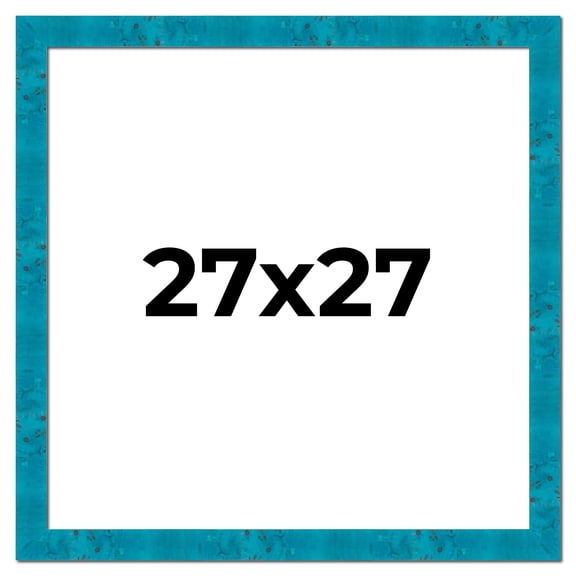 27x27 Frame Blue Teal Burl Wood Picture Frame | 1.75 Inch Moulding Width | Interior Frame Depth 0.5