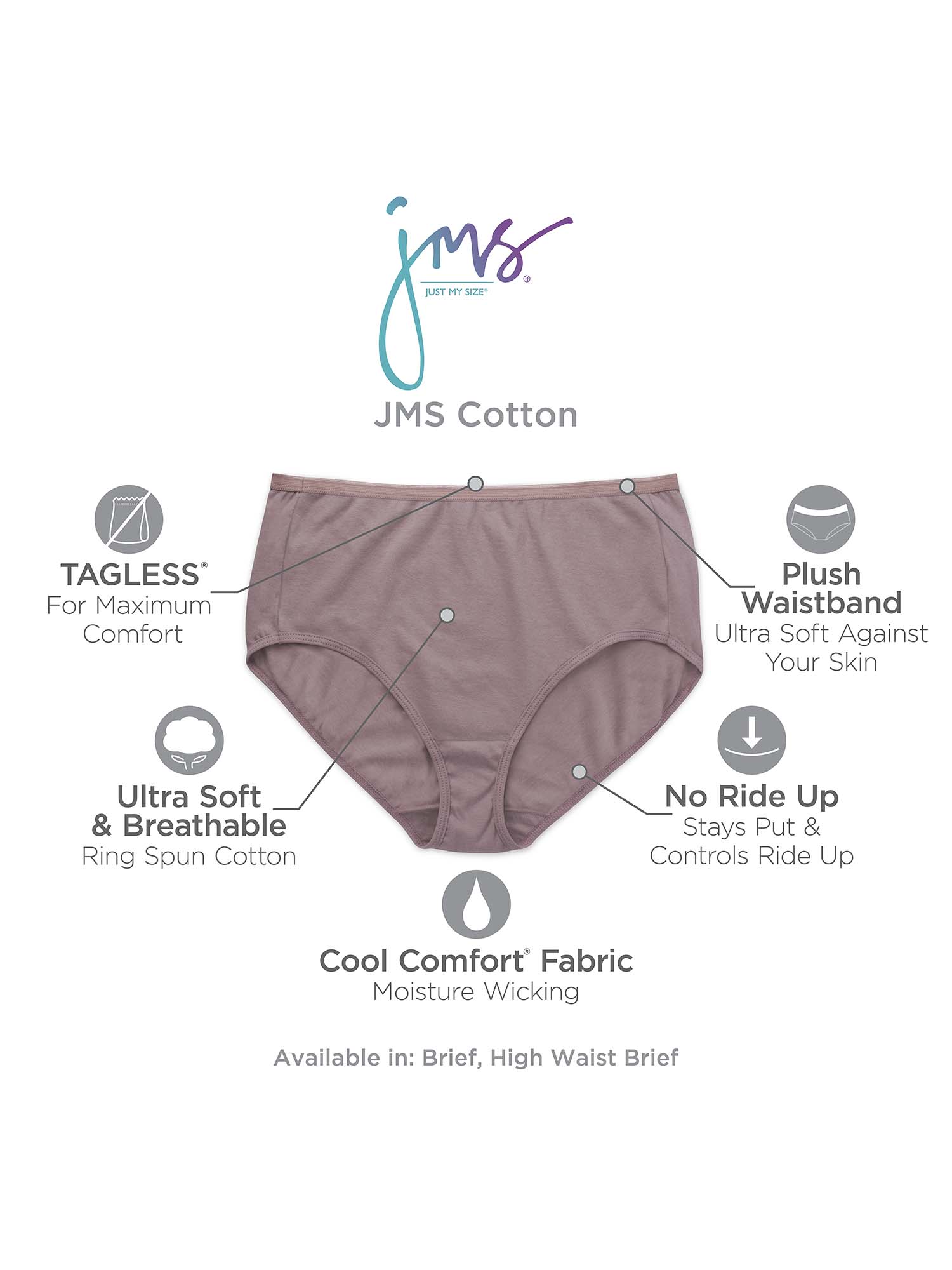 Just My Size Women's Cotton Brief Underwear, 6-Pack photo 6