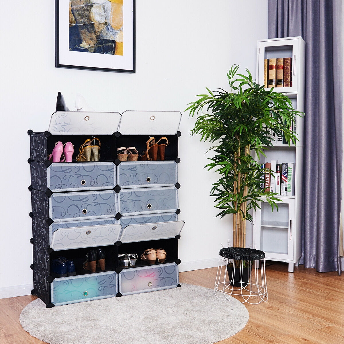 Costway 12 Cubic Portable Shoe Rack Shelf Cabinet Storage Closet Organizer Home Furni