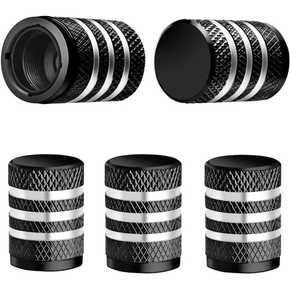 Tire Valve Stem Caps - 5 Pack, Tire Air Caps with Metal Shell & Plastic Liner, Corrosion Resistant & Air Leak Proof, Fits Cars, Trucks, Motorcycles, SUVs and Bicycles, Black