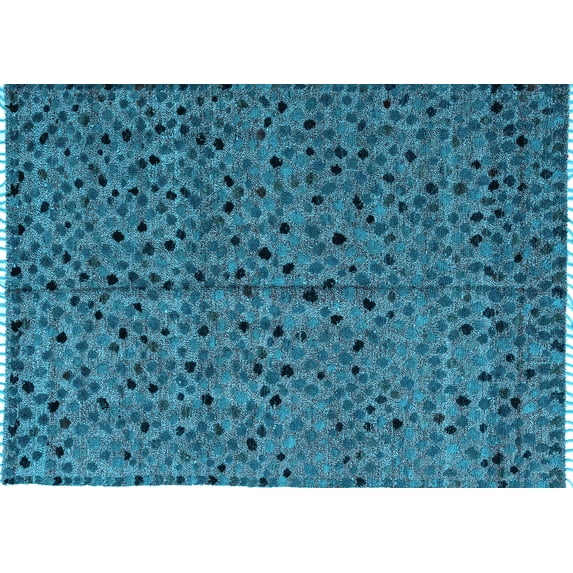 Ahgly Company Indoor Rectangle Oriental Light Blue Modern Area Rugs, 4' x 6'