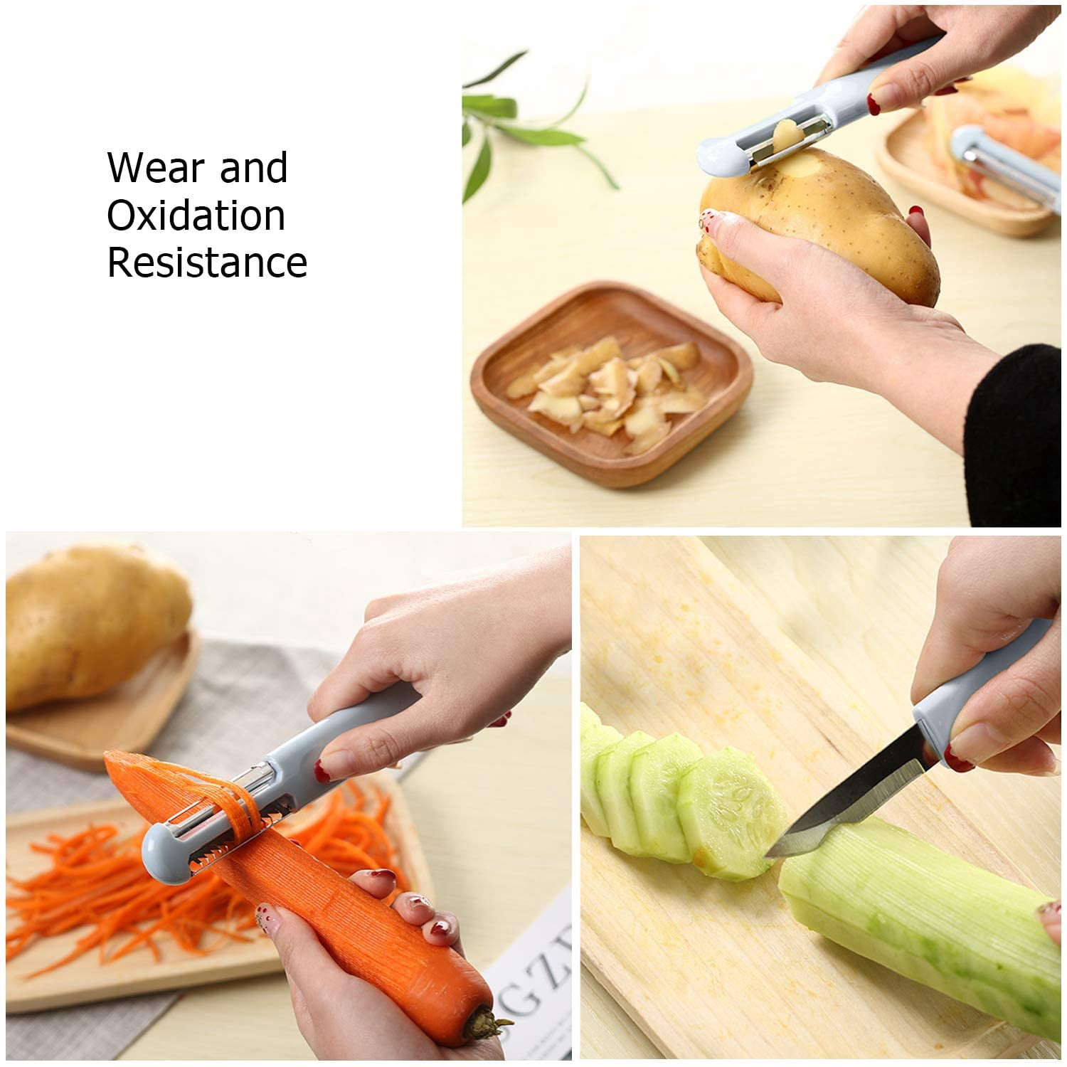 Haitral 3-in-1 Swivel Peeler Stainless Steel Kitchen Gadget for Vegetable Potato Carrot Fruit