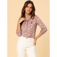 thumbnail image 3 of INSPIRE CHIC Women's Polka Dots Ruffle Shoulder Elastic Cuff Bow Tie Neck Blouse, 3 of 6
