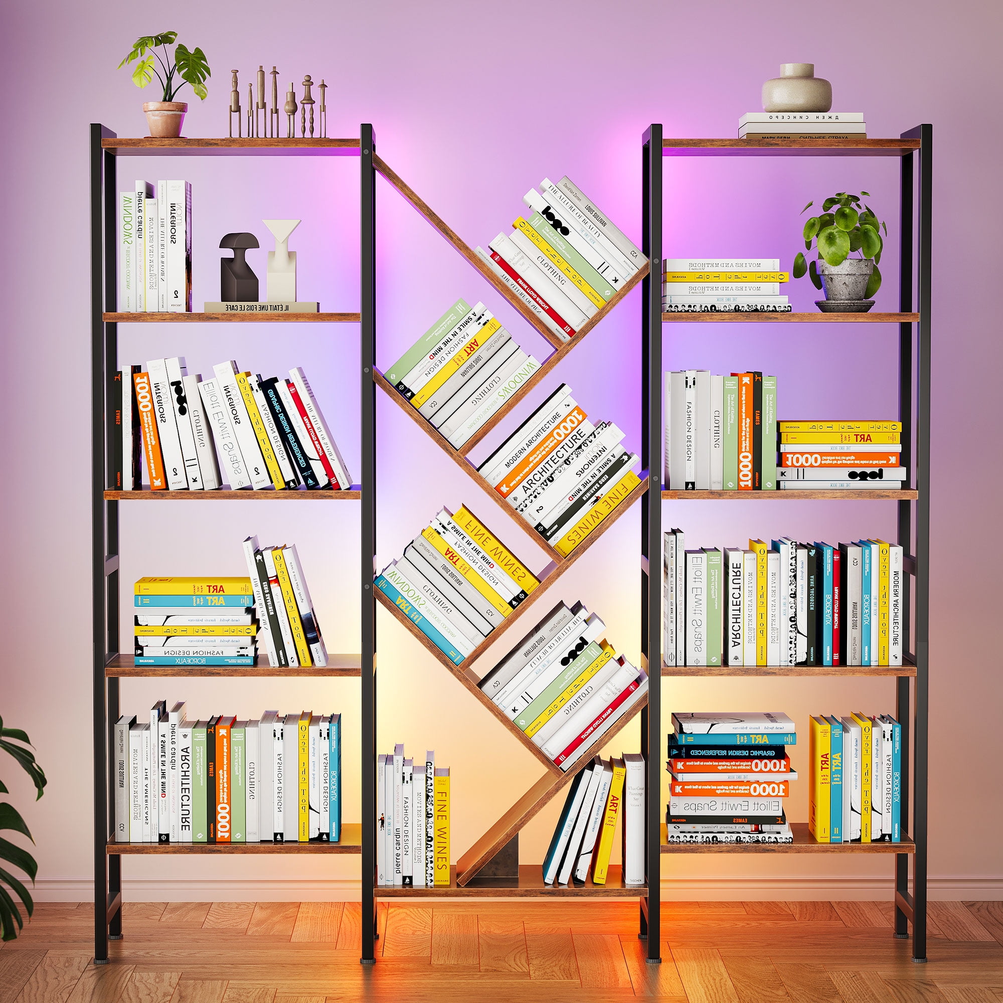 Casacomoda 5-Tier Bookshelf with LED Lights, Black photo 7
