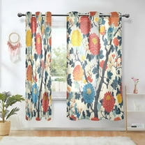 Yayeee Window Curtains Set of 2 for Living Room Light Filtering 63"x42", Vibrant Japanese Flowers