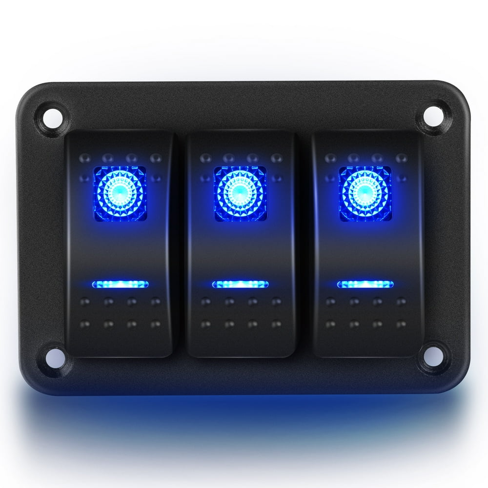 Nilight 3 gang Rocker Switch Aluminum Panel Toggle Switches Dash 5 Pin
