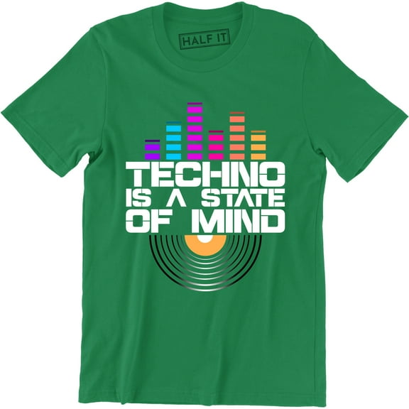 Techno Is A State Of Mind Sound Wave Funny Dj Music Lover Slogan T-Shirt