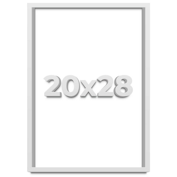 20x28 Shadow Box Frame White | 1 Inches Deep Real Wood Contemporary Shadowbox Display Frame | UV