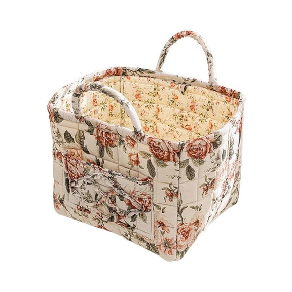 Extra Large Fabric Storage Basket – Boho Floral Laundry Hamper with Carry Handles, Foldable Clothes Organizer for Bedroom, Office, Travel & Shopping (Floral Pattern, Durable Canvas)