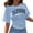 Blue, variant on Womens Tshirts Ladies Korean Design Loose Fit Crew Neck Short Sleeve Summer Top Womens Tees Blue XXXXL