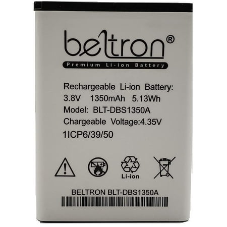 New 1350 mAh DBS-1350A BELTRON Replacement Battery for Consumer Cellular Doro 7050 Flip Phone