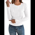thumbnail image 3 of Blusa de Larga con Cuello Redondo para Mujer, Moda de Otoño 2025, Camiseta Básica de Punto Texturizado de Corte Entallado, Ropa Y2K XXL, 3 of 8