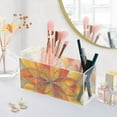 thumbnail image 5 of Yellow Red Floral Stained Glass Acrylic Pencil Pen Holder Cup 4 Compartments Desktop Organiser 7.87"x2.78"x3.54", 5 of 7