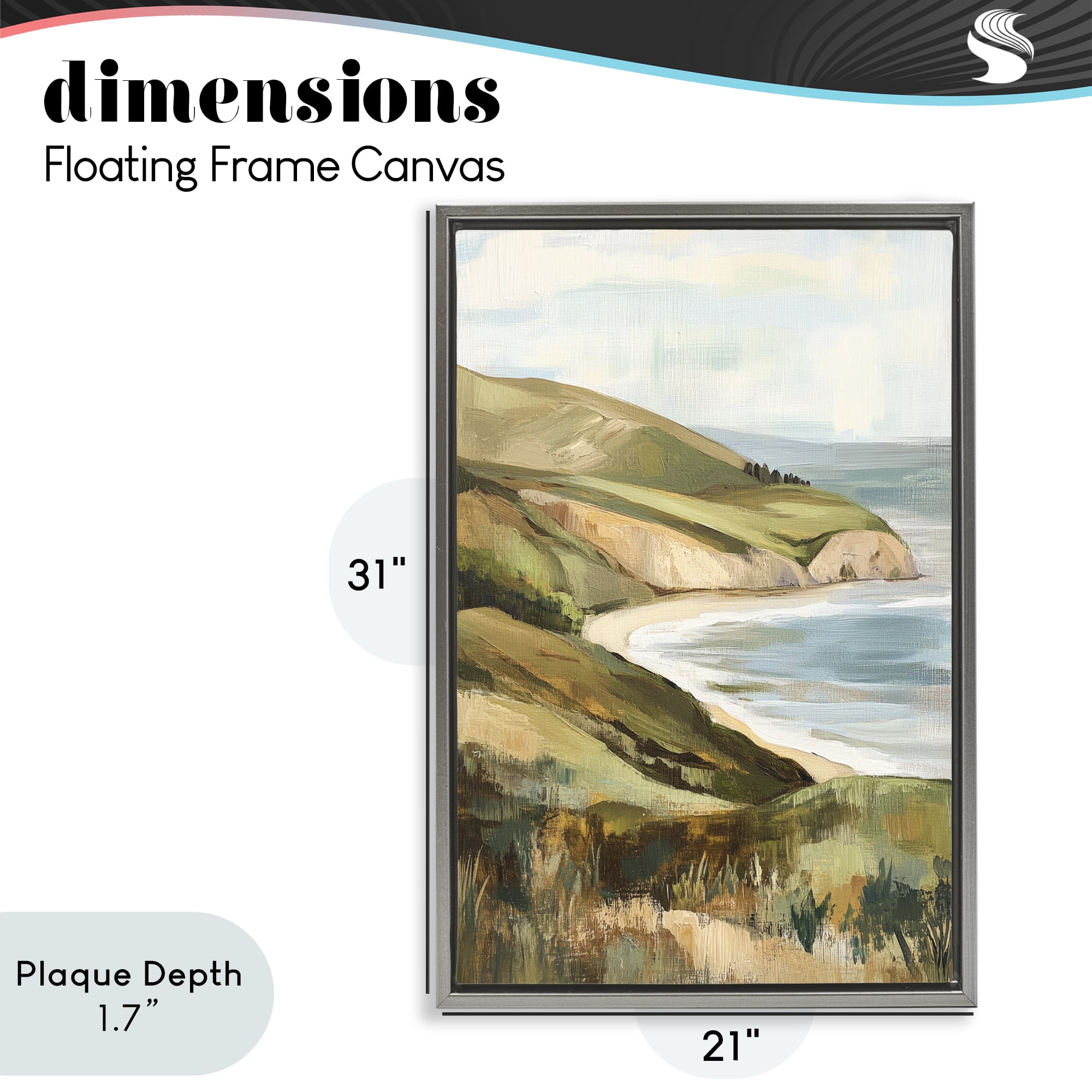 Stupell Industries Painted Cliffside Coastal Morning Light Gray Framed Floater Canvas Wall Art, design by Petal Prints Design