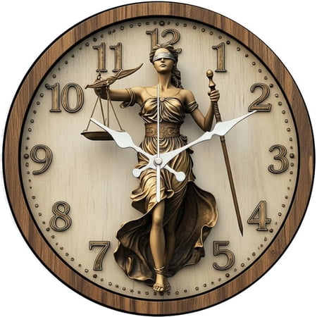 SBEMP 10 Inch Silent Wall Clock, 3 D Lady Justice Statue Decorative Wall Clock, Battery Operated photo SBEMP 10 Inch Silent Wall Clock, 3 D Lady Justice Statue Decorative Wall Clock, Battery Operated