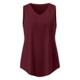 thumbnail image 5 of Tiweut Women's Blouses Solid Color Loose Fit Sleeveless V Neck Summer Lady T-Shirts Red, 5 of 5
