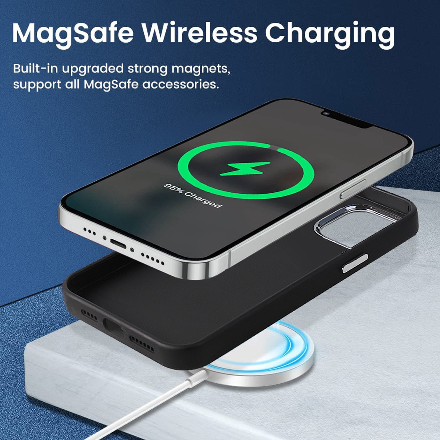 Nalacover Magnetic Case for iPhone 13, Slim Eye Design Lens Protection Soft Silicone Shockproof Cover Compatible with MagSafe Wireless Charging Car Mount Case for iPhone 13,Black