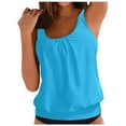 thumbnail image 2 of Zhden Tankini Tops for Women Tummy Control Blouson Tankini Top Women Swimwear Top Only（Blue,5XL）, 2 of 6