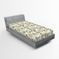 thumbnail image 2 of Ambesonne Vintage Fitted Sheet, Watercolor Botanical Leaves, Twin XL Size, Khaki and Pale Olive Green, 2 of 5