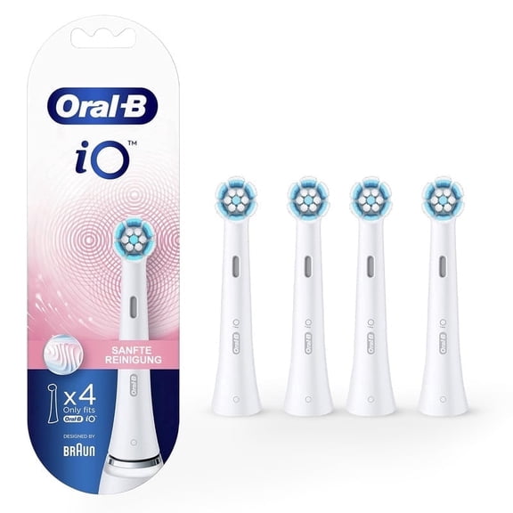 iO Gentle Cleaning Replacement Brush Heads for Oral B Electric Toothbrush,White,4 count - (Work with iO Series Handles Only)