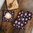 thumbnail image 5 of Pink Fall Pumpkins Bats Stars Pattern Kitchen Oven Mitt and Pot Holder Sets 2 Pcs for Baking, Cooking and Grilling, Heat Resistant Up To 392 °F, 5 of 7