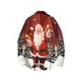 thumbnail image 2 of Men's Christmas Print Shirt Long Sleeve Button-Front with Festive Santa & Snowy Tree Design for Christmas Party and Holiday Gathering Christmas Season Polyester, 2 of 5