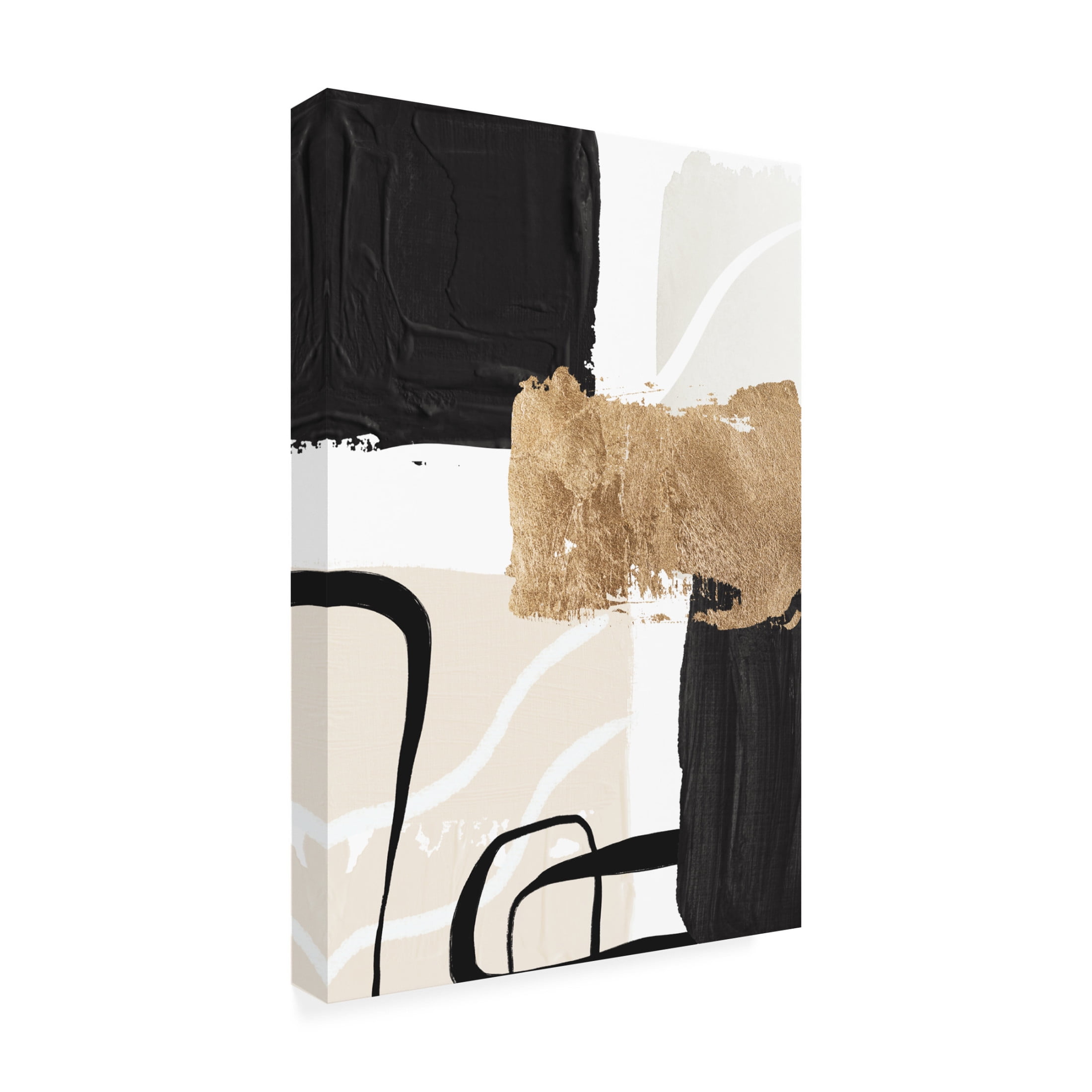 Trademark Fine Art Sally Ann Moss Abstract Black and Gold 4 Canvas Wall Art