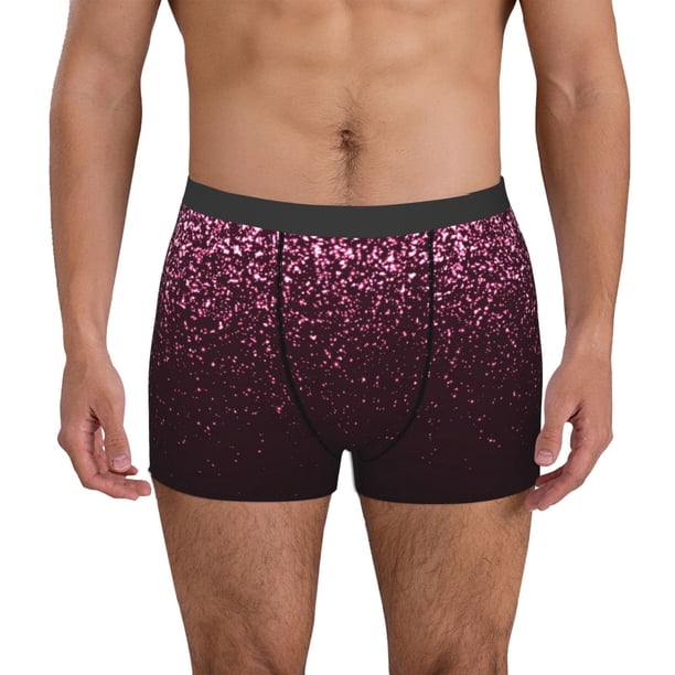 Balery Pink Glitter Sparkles A Calzoncillos bóxer para hombre, ropa interior de algodón suave y transpirable con cinturilla de nailon-Small