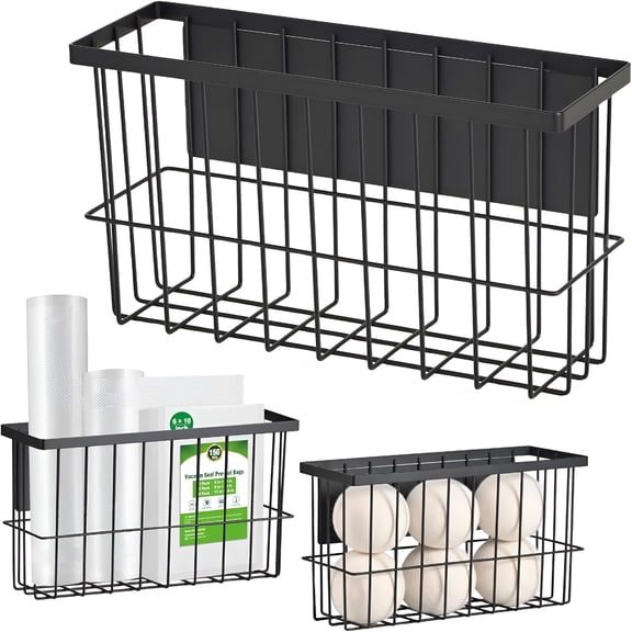 BPPEG 1 Pcs Magnetic Basket Fridge Dryer Ball Holder for Laundry Room Organization and Storage,Magnetic Lint Bin Home Organization for Laundry Room,Kitchen & Office Class School (Black,L-1Pcs)