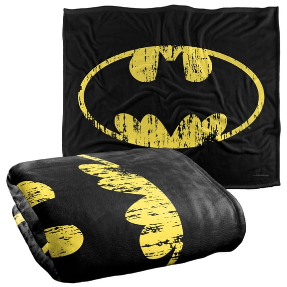 Batman Classic Logo Distressed Officially Licensed Silky Touch Super Soft Throw Blanket 50' x 60'