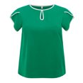thumbnail image 4 of DARING DIVA Women's Plus Tops Keyhole Crew Neck Tulip Blouses 1X Green, 4 of 6