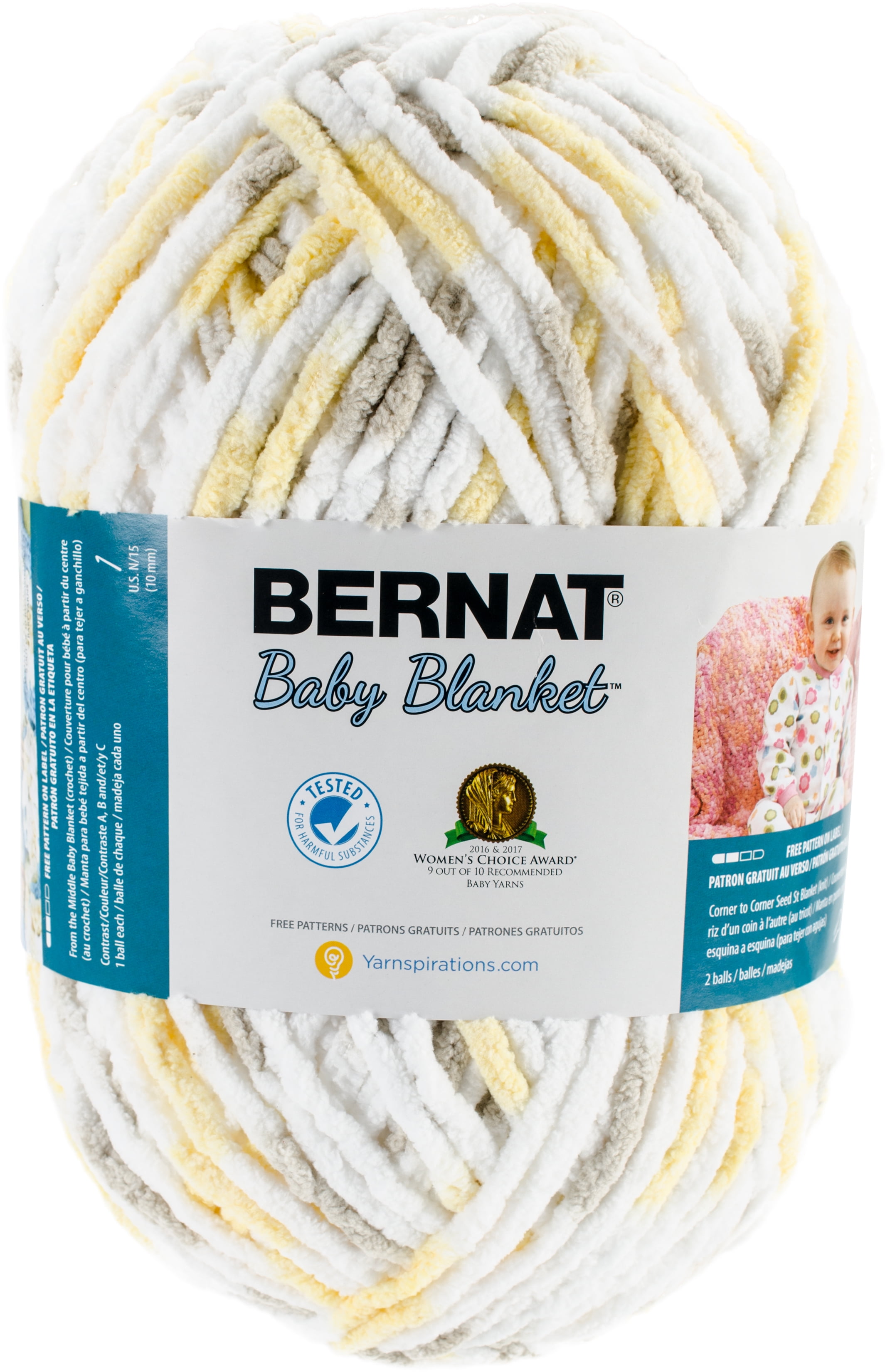 Bernat Baby Blanket Yarn - 3 Big Balls (10.5oz Each) - Super Bulky Chenille Style