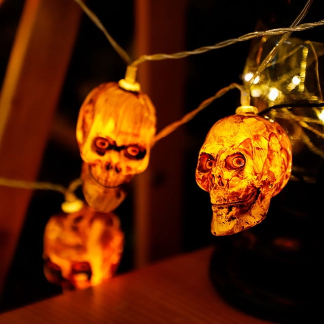 Cadena de luces decorativas para fiesta de jardín de Halloween con caja de batería y farolillos