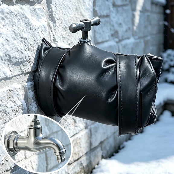 Outdoor Faucet Covers for Winter, Thick Spigot Covers Winter Insulated, PU Leather Cotton Freeze Protection Insulation Reusable Outside Garden Faucet Socks(10.2"x7.1")